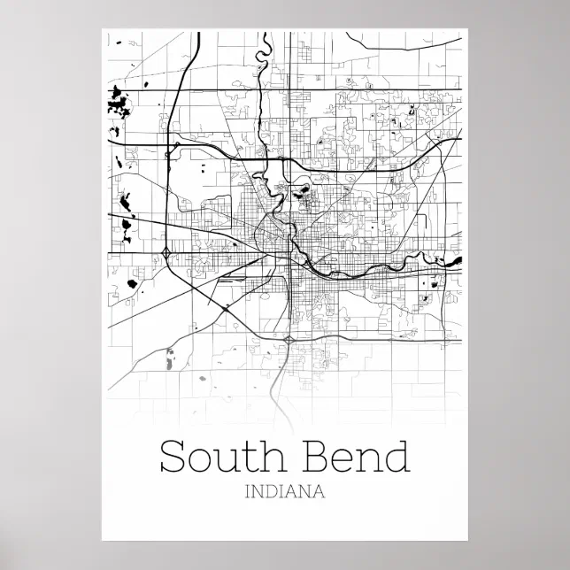 South Bend Map Indiana City Map Poster Zazzle South Bend Map Indiana City Map Poster Kmk 8byvr 644.webp