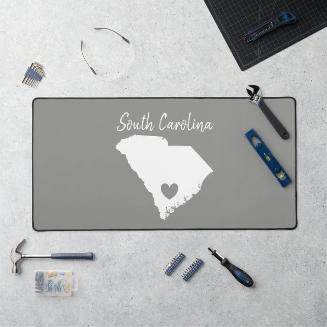 South Carolina Artistic State Map Love Home  Desk Mat (Workstation)