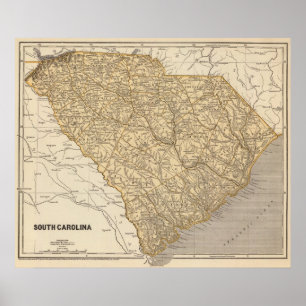 South Carolina Atlas Map Poster