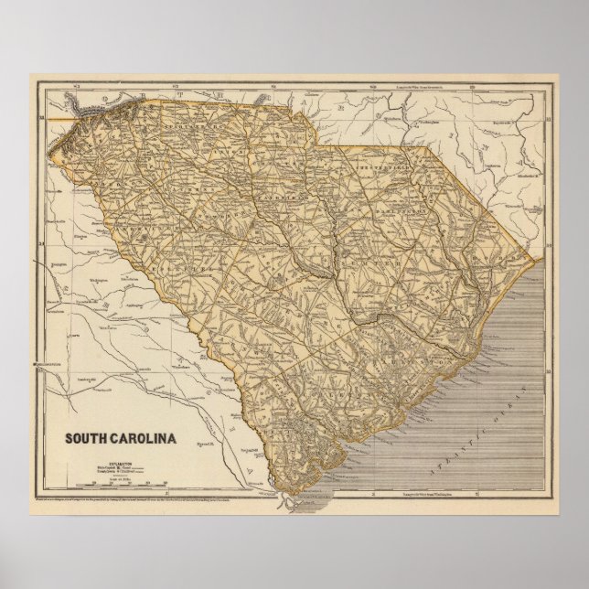 South Carolina Atlas Map Poster (Front)