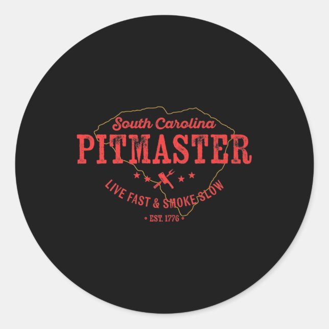 South Carolina Bbq Pitmaster For Meat Smoking Gril Classic Round Sticker (Front)