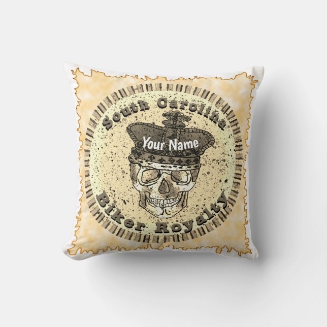 South Carolina Biker  Throw Pillow (Front)
