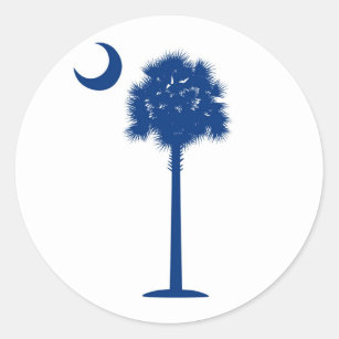 South Carolina Blue Palmetto tree and crescent Classic Round Sticker