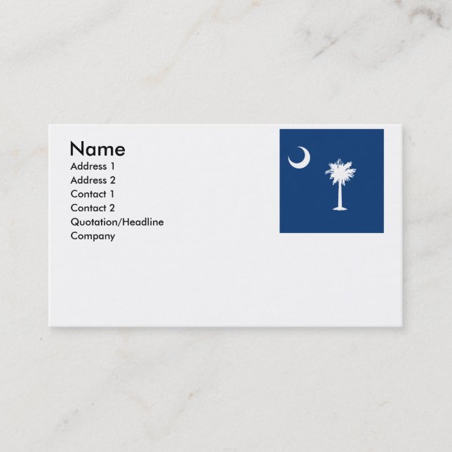 SOUTH CAROLINA BUSINESS CARD (Front)