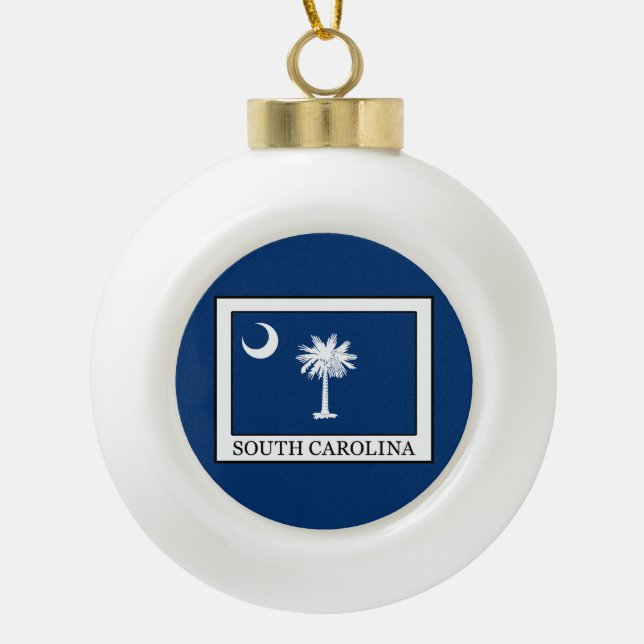 South Carolina Ceramic Ball Christmas Ornament (Front)