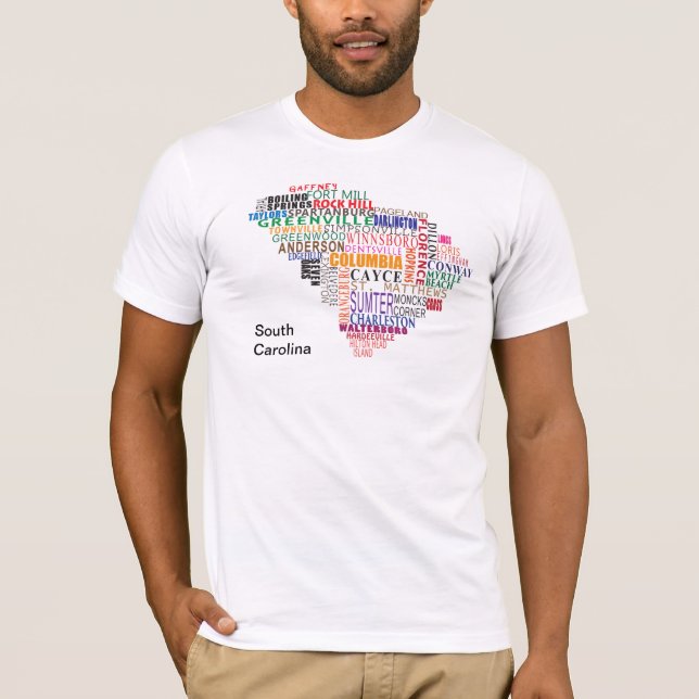 South Carolina City Map T-Shirt (Front)