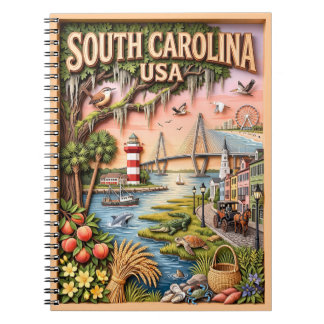 South Carolina Coastal Landmarks Layered Papercut Notebook