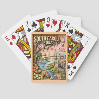 South Carolina Coastal Landmarks Layered Papercut Poker Cards