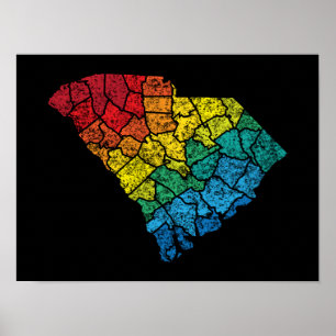 south carolina color counties poster