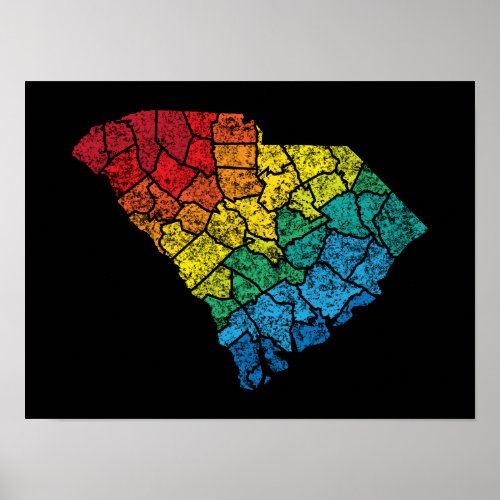 south carolina color counties poster