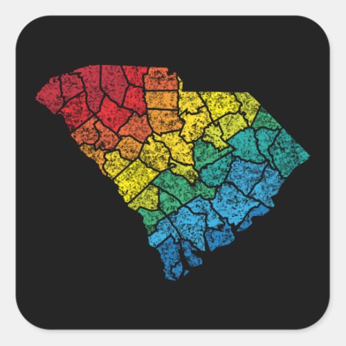 south carolina color counties square sticker