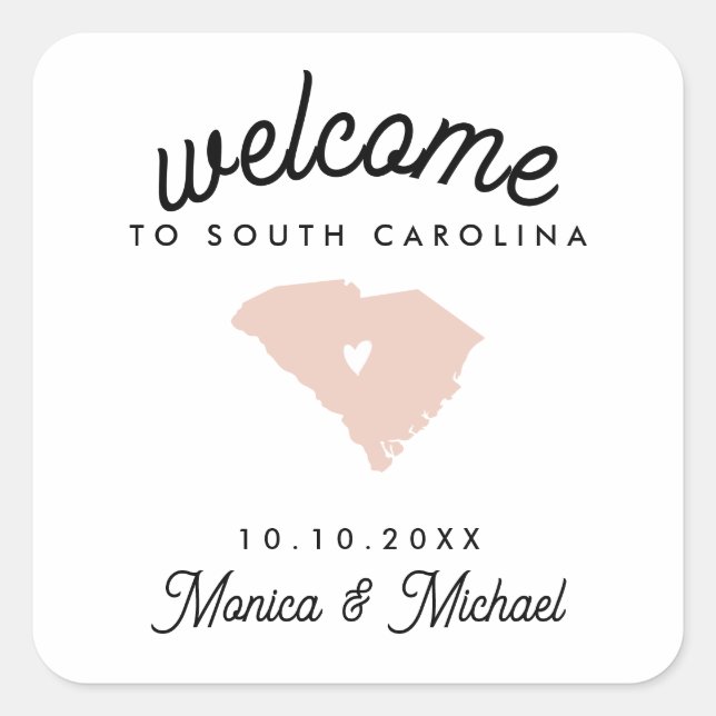 SOUTH CAROLINA Destination Wedding ANY COLOR  Square Sticker (Front)