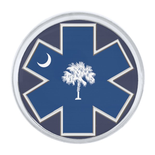 South Carolina EMS Star of Life Silver Finish Lapel Pin (Front)