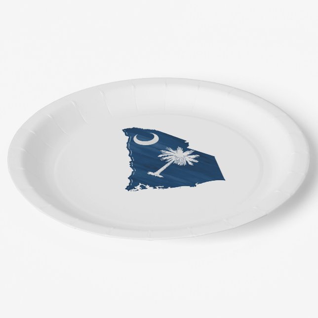 South Carolina flag and map Paper Plates (Angled)