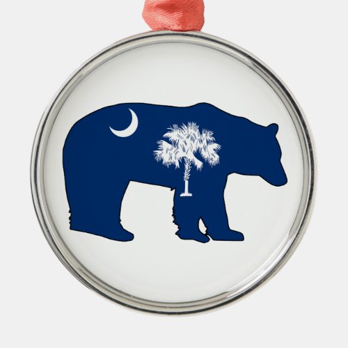 South Carolina Flag Bear Metal Ornament