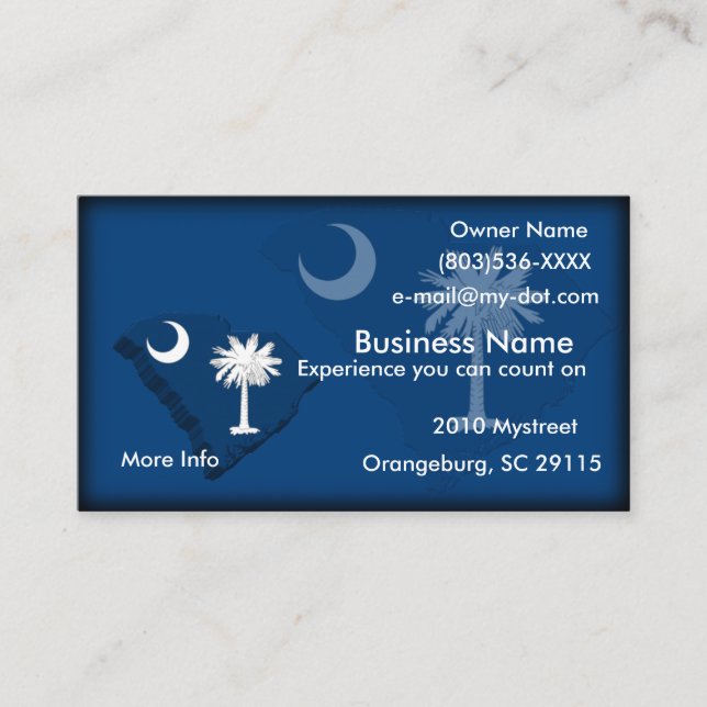 South Carolina Flag Map Business Card (Front)