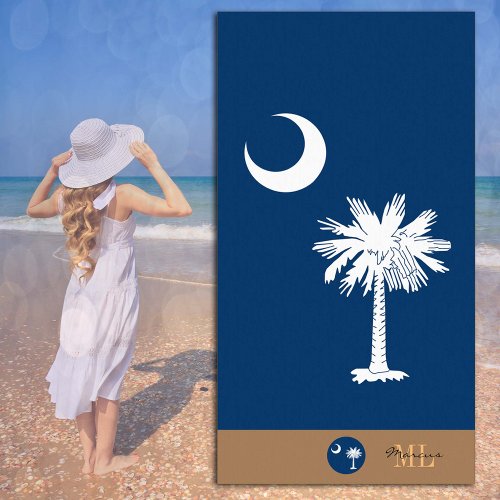 South Carolina flag  monogrammed  beach towel