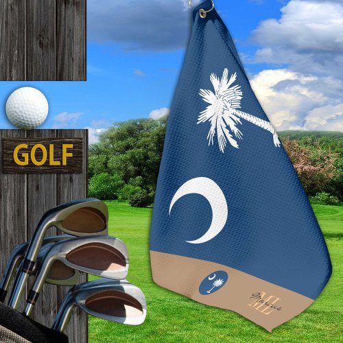 South Carolina flag  monogrammed  golf towel