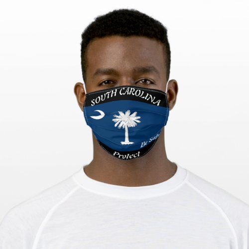 South Carolina Flag on Black Adult Cloth Face Mask