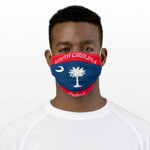 South Carolina Flag on Red Adult Cloth Face Mask