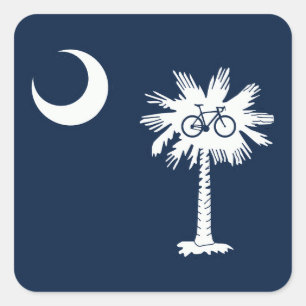 South Carolina Flag Palm Tree Bike Square Sticker