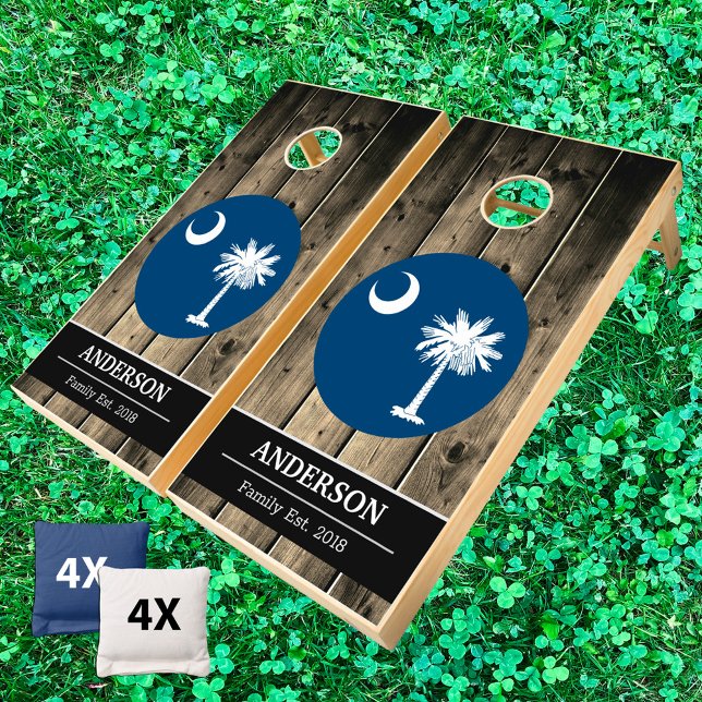 South Carolina & Flag Rustic Wood / Family fun Cornhole Set (Creator Uploaded)