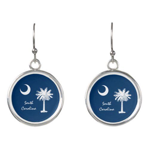 South Carolina Flag  S Carolina State USA sports Earrings