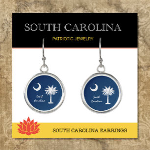 South Carolina Flag & S Carolina State USA /sports Earrings