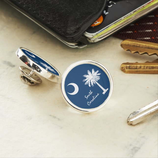 South Carolina Flag & S Carolina State USA /sports Lapel Pin (In Situ)