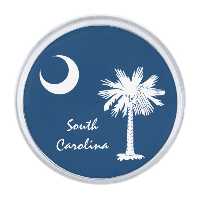 South Carolina Flag & S Carolina State USA /sports Silver Finish Lapel Pin (Front)