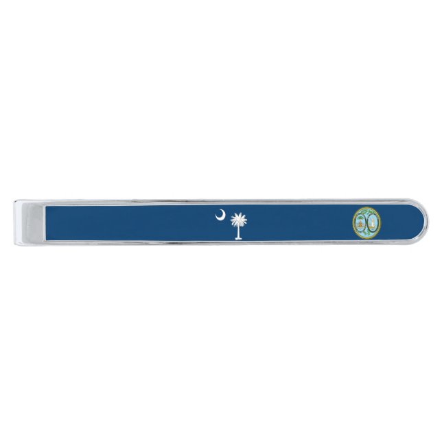 South Carolina flag Silver Finish Tie Bar (Front)