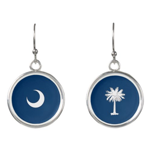 South Carolina Flag Split Crescent and Palmetto Earrings