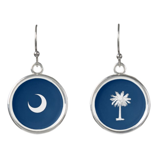 South Carolina Flag Split Crescent and Palmetto Earrings (Front)