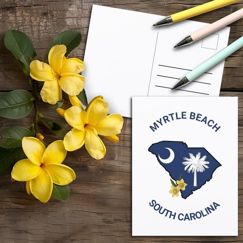 South Carolina Flag State Flower Yellow Jessamine Postcard