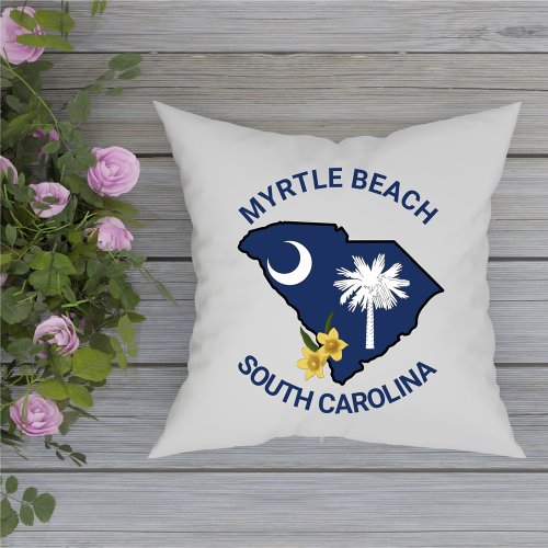 South Carolina Flag State Flower Yellow Jessamine Throw Pillow