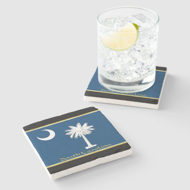 South Carolina flag Stone Coaster (Side)