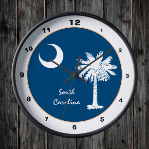 South Carolina & Flag trendy fashion /design USA Round Clock