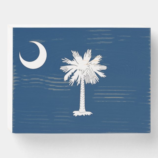South Carolina Flag Wooden Box Sign (Front Horizontal)