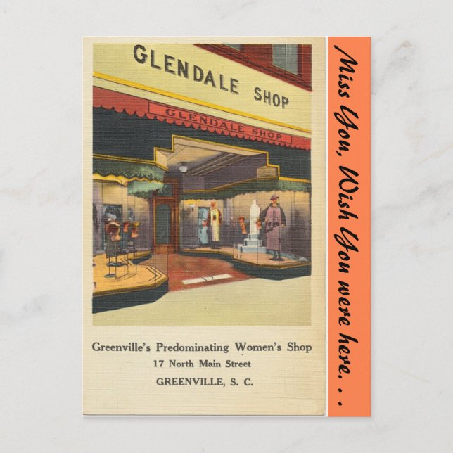 South Carolina, Glendale Shop, Greenville Postcard (Front)