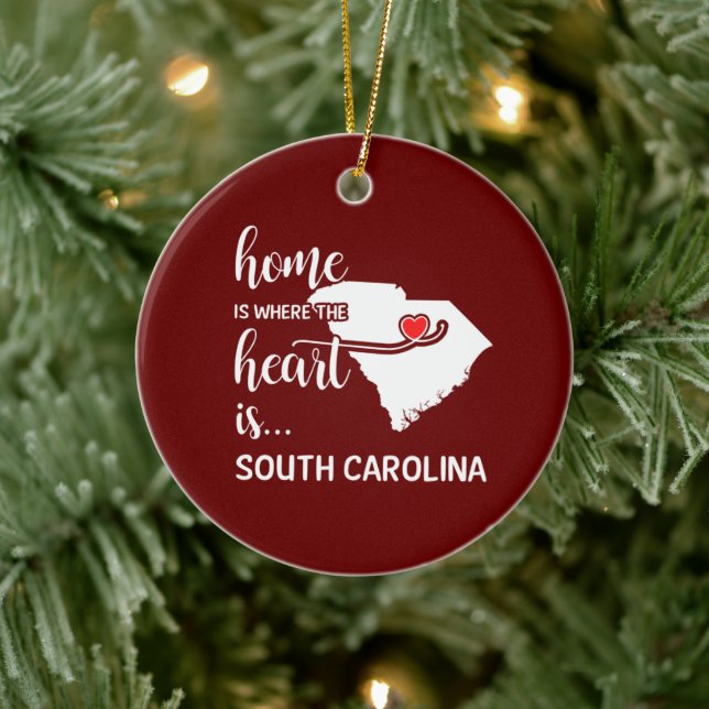 South Carolina home is where the heart is Ceramic  Ceramic Ornament (Tree)