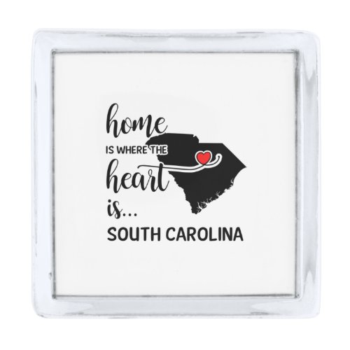 South Carolina home is where the heart is Silver Finish Lapel Pin