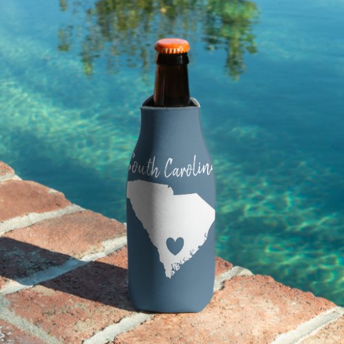 South Carolina Home State Map Love Heart Shape     Bottle Cooler