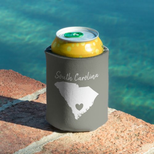 South Carolina Home State Map Love Heart Shape     Can Cooler