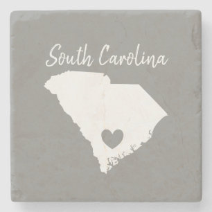 South Carolina home state map love heart Stone Coaster