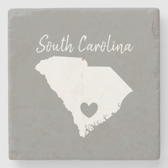 South Carolina home state map love heart Stone Coaster (Front)