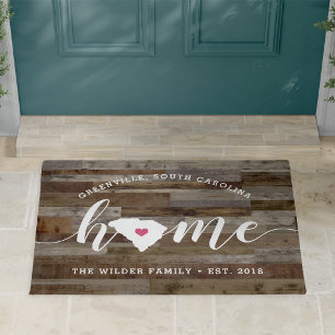 South Carolina Home State Personalized Wood Look Doormat