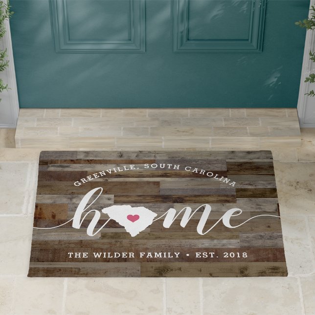 South Carolina Home State Personalized Wood Look Doormat (Creator Uploaded)
