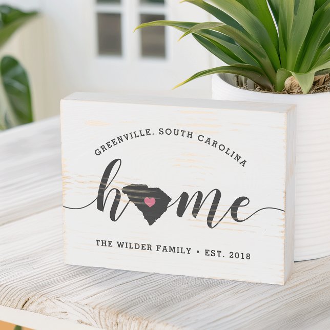 South Carolina Home State Rustic Family Name Wooden Box Sign (Creator Uploaded)