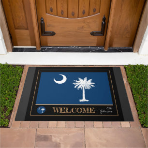 South Carolina house mat, Carolina Flag / Welcome Doormat