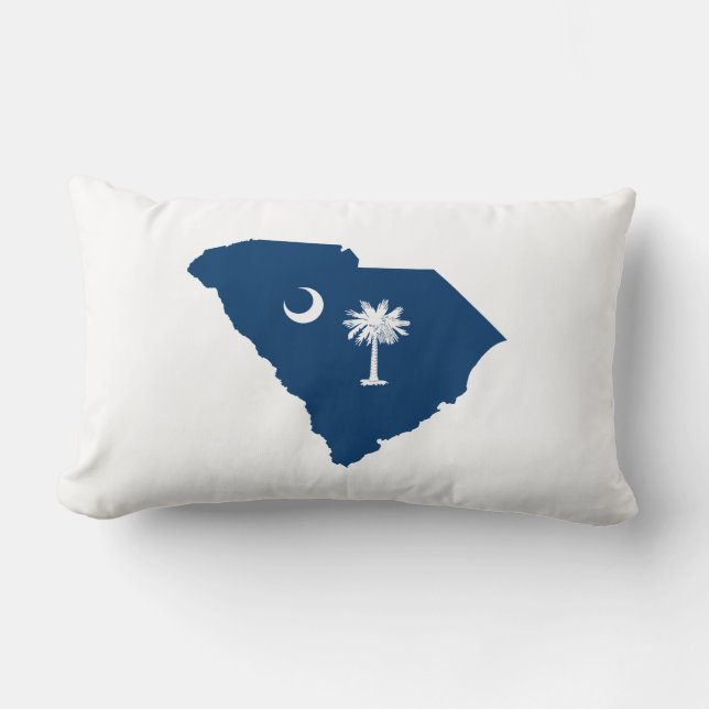 South Carolina in Blue and White Lumbar Pillow (Front)